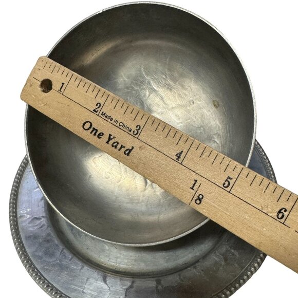 VTG BW BUENILUM Castle Hammered Aluminum Round Covered Dome Butter Cheese Dish - Picture 11 of 12